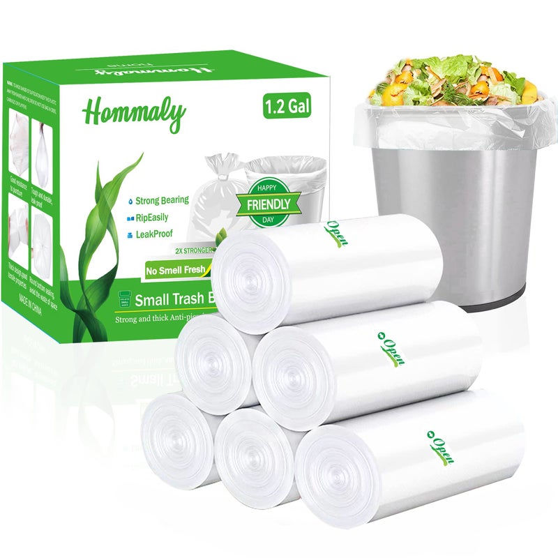 Hommaly 12 Gallon 240 Piece Small Clear Trash Bags Scent Free AntiPuncture Leak Proof Perfect Fit for 36 Liter Waste Bins